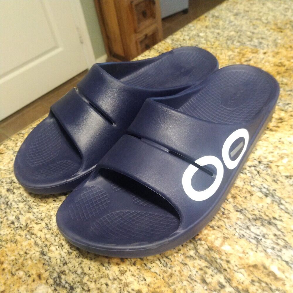 OOFOS OOahh Luxe Women's Sport Slide Recovery Comfort Sandals Blue Size W13/M11